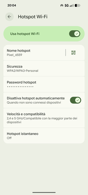 Il telefono è ora pronto per essere usato come modem