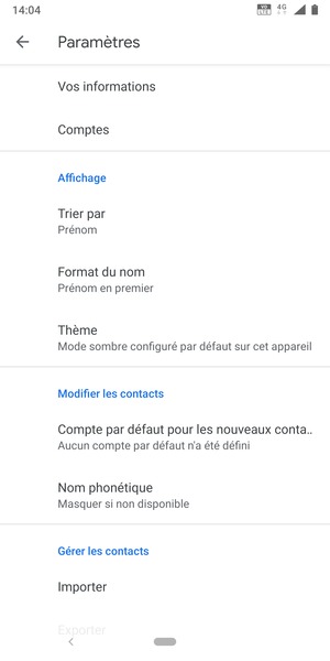 Faites défiler et sélectionnez Importer