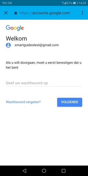 Voer uw Gmail wachtwoord in en selecteer VOLGENDE
