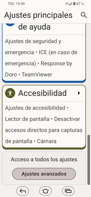 Desplácese y seleccione Ajustes avanzados