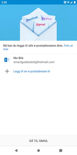 Velg GÅ TIL GMAIL