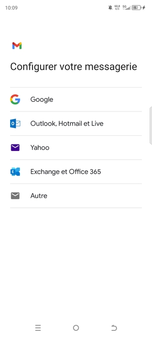 Sélectionnez Outlook, Hotmail et Live