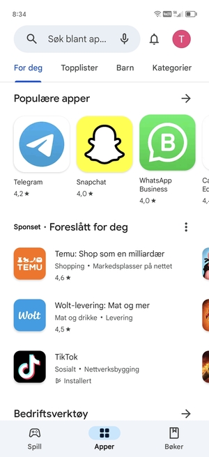 Velg søkefelt