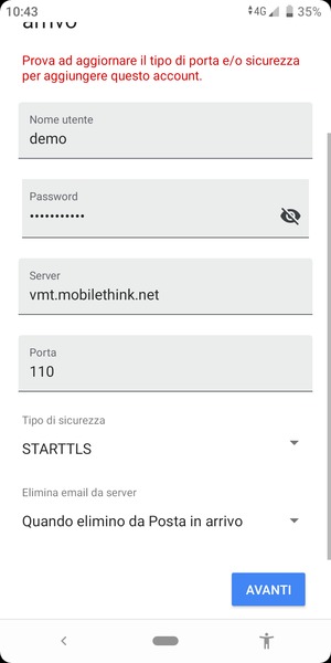 Scorri e seleziona Tipo di sicurezza