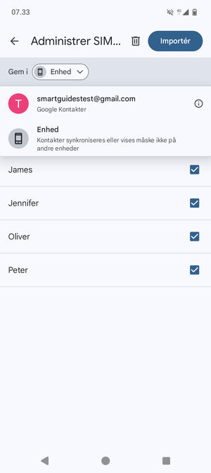 Vælg din Google konto