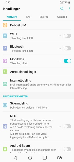 For å bytte nettverk hvis det oppstår nettverksproblemer, gå tilbake til Innstillinger-menyen og velg Nettverk