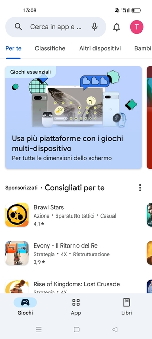 Seleziona la barra di ricerca