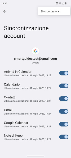 Seleziona Sincronizza ora
