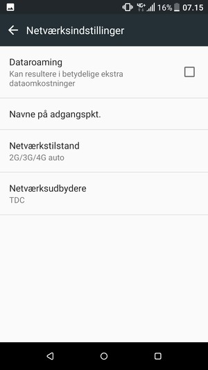 For at skifte netværk, hvis der opstår netværksproblemer, vælg Netværksudbydere
