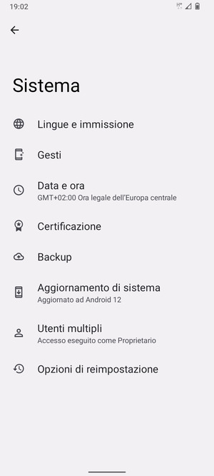Seleziona Aggiornamento di sistema