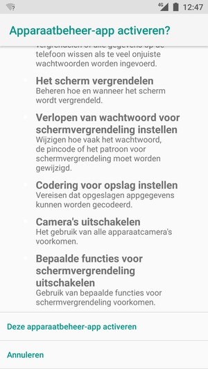 Scroll naar beneden en selecteer Deze apparaatbeheer-app activeren