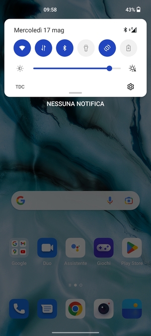Scorri nuovamente verso il basso il menu in alto