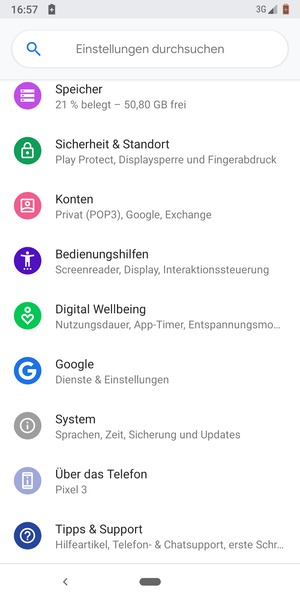 Scrollen Sie und wählen Sie Sicherheit & Standort