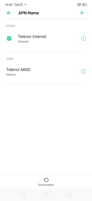 Wählen Sie Neuer APN