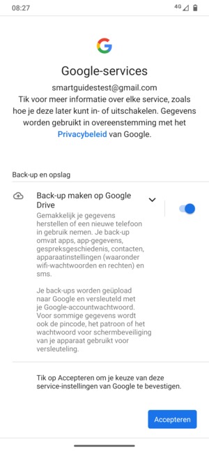 Selecteer Accepteren