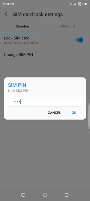 Enter your New SIM PIN and select OK