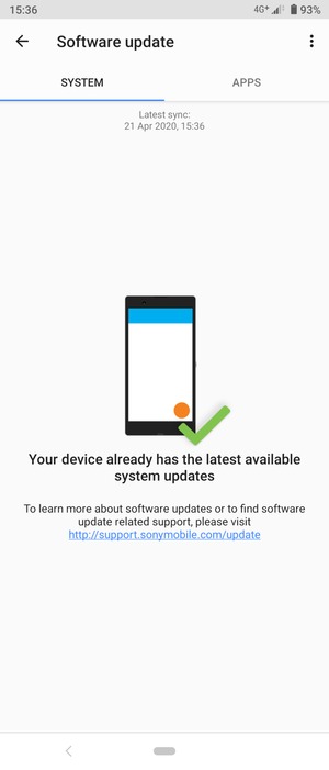 If your phone is up to date, you will see the following screen