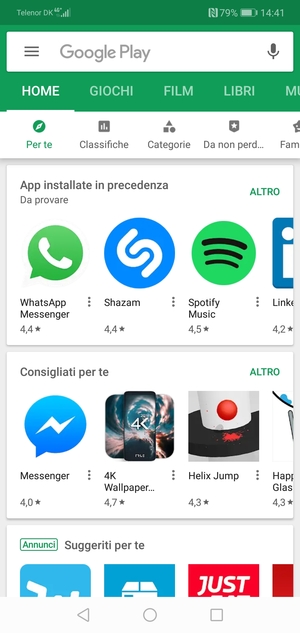 Seleziona la barra di ricerca