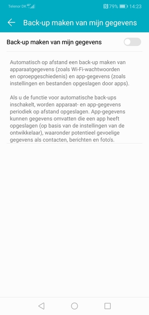 Schakel Back-up maken van mijn gegevens in