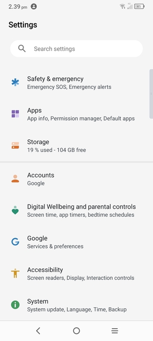 Scroll to and select System