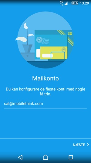 Indtast din e-mailadresse og vælg NÆSTE