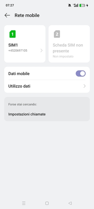 Seleziona SIM1 o SIM2