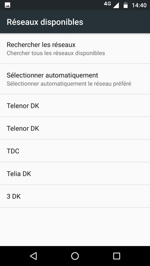 Sélectionnez un opérateur réseau dans la liste