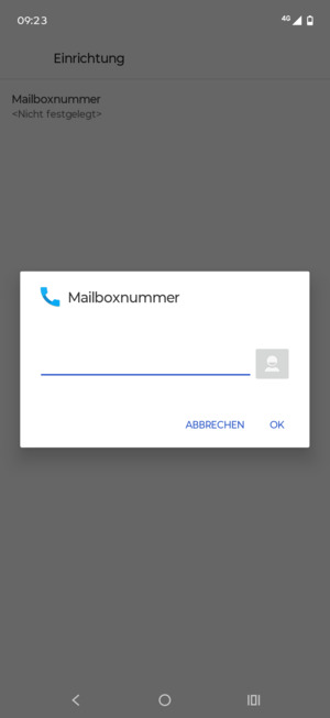 Geben Sie die Mailboxnummer ein und wählen Sie OK