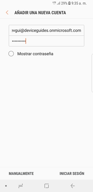 Introduzca su Dirección de correo electrónico y Contraseña. Seleccione MANUALMENTE