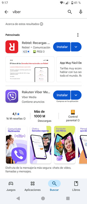 Seleccione la aplicación