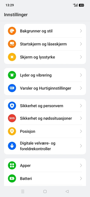 Bla til og velg Sikkerhet og personvern