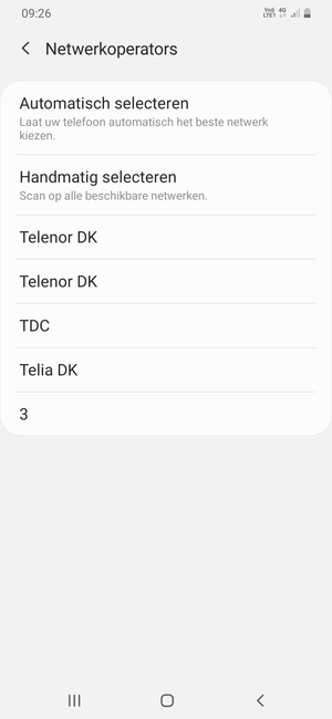 Selecteer een netwerkoperator uit de lijst