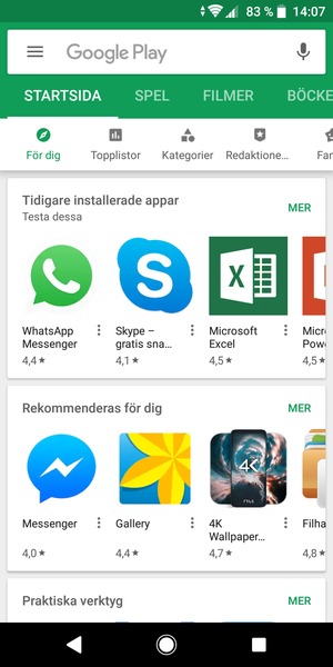 Tryck på sökfältet