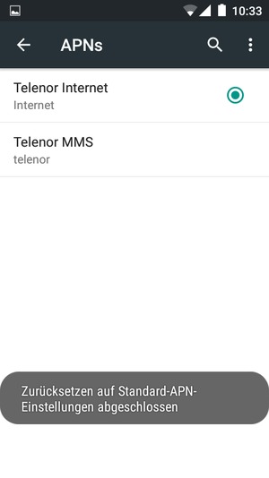 Ihr Handy wird auf Standard-Einstellungen für Internet und MMS zurückgestellt