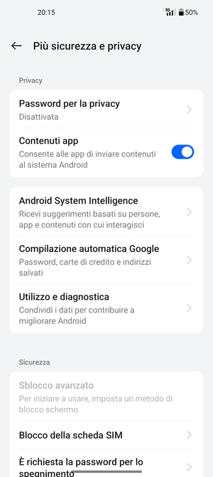Scorri e seleziona Blocco della scheda SIM
