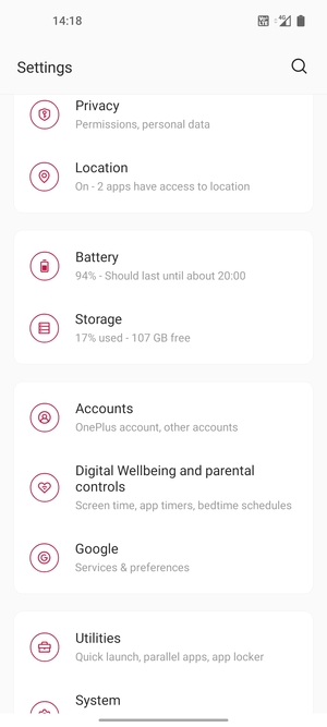 Scroll to and select Accounts