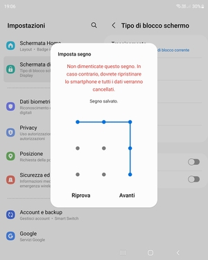 Disegna una sequenza di sblocco e seleziona Avanti