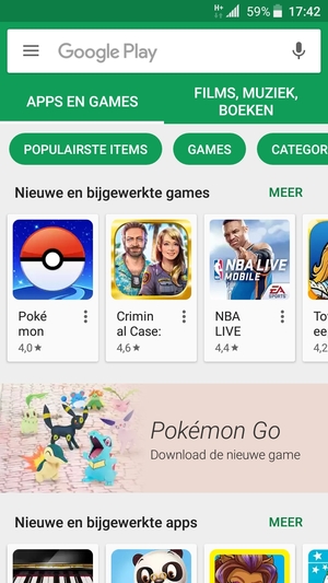 Selecteer de zoekbalk