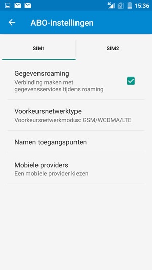 Schakel Gegevensroaming in of uit