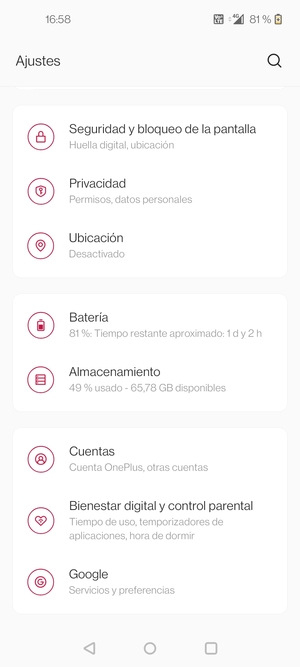 Desplácese y seleccione Cuentas