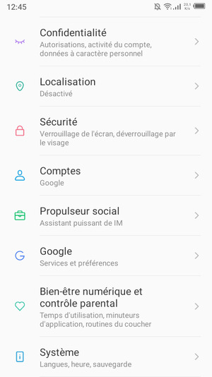 Faites défiler et sélectionnez Système