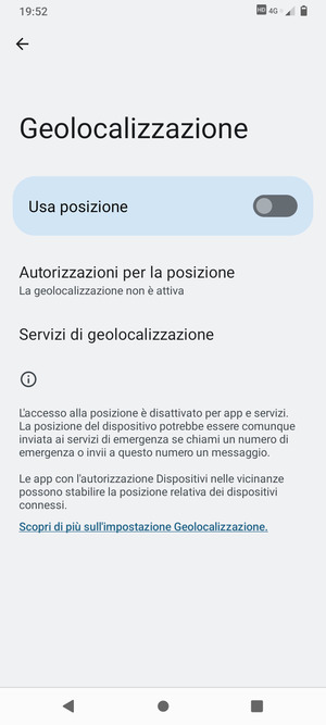 Disattiva Usa posizione