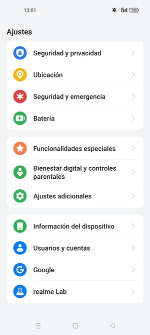 Desplácese y seleccione Información del dispositivo