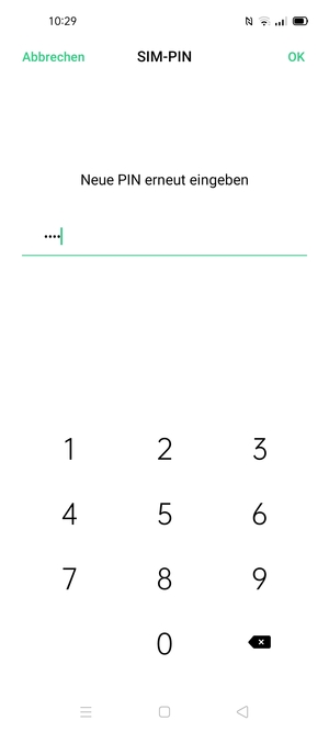 Bestätigen Sie Ihre neue PIN für die SIM-Karte und wählen Sie OK