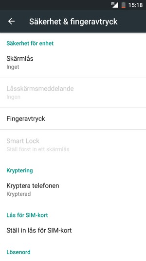Välj Ställ in lås för SIM-kort