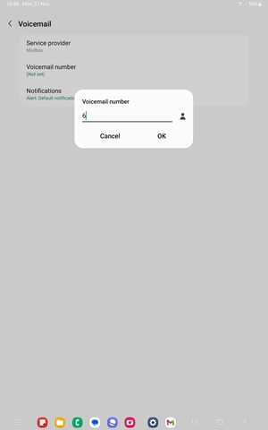 Enter the Voicemail number and select OK