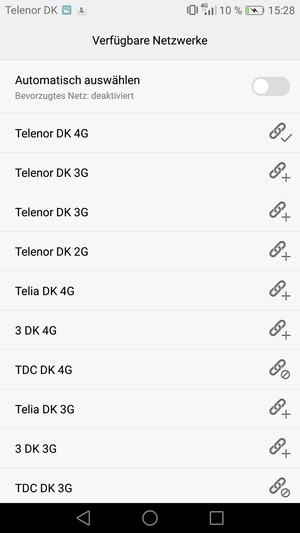 Wählen Sie einen Netzbetreiber von der Liste