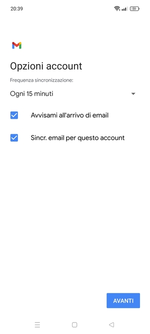 Seleziona AVANTI