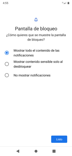 Seleccione la opción deseada y seleccione Listo