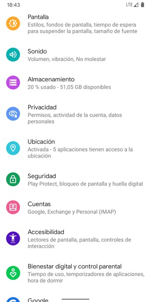 Desplácese y seleccione Seguridad